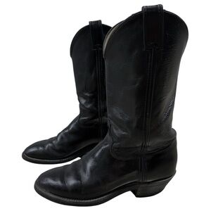 Justin Tobias 12” Black Leather Round Toe Vibram Sole‎ Western Cowboy Boots 9.5D
